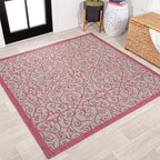 JONATHAN Y Vintage Filigree Indoor Outdoor Square Area Rug 5X5 Light by JONATHANY
