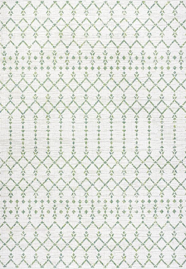 JONATHAN Y Moroccan Geometric Indoor Outdoor Area Rug 3X5 Green/Ivory, Ourika - Image 9