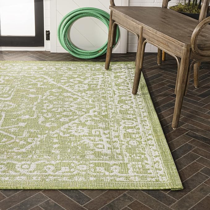 JONATHAN Y Boho Medallion Indoor Outdoor Area Rug 9X12 Green/Cream, Malta - Image 11