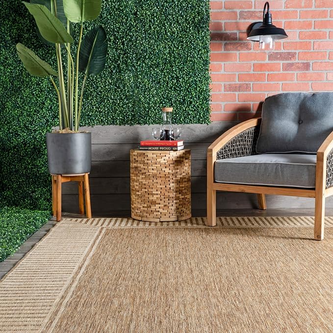 Nuloom Asha Light Brown/Ivory, Striped Border, Soft and Cozy, High Traffic - Image 3