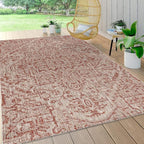 JONATHAN Y Boho Medallion Indoor Outdoor Area Rug 3X5 Red/Taupe, Estrella - Image 4