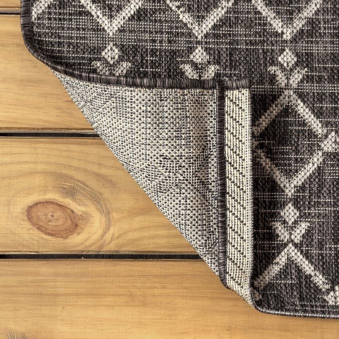 JONATHAN Y Moroccan Geometric Indoor Outdoor Area Rug 5X8 Black/Gray, Ourika - Image 5