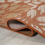 JONATHAN Y Floral Textured Weave Indoor Outdoor Area Rug 4X6 Orange/Cream - Image 5