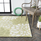 JONATHAN Y Floral Textured Weave Indoor Outdoor Area Rug 9X12 Green/Cream - Image 10
