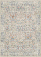 Vintage Washable Beige Blue 10x14 Rug - Image 2