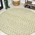 JONATHAN Y Moroccan Geometric Indoor Outdoor Round Area Rug 5 Ft Light by JONATHANY