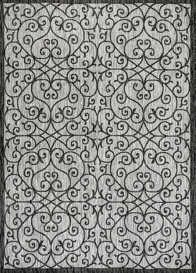 JONATHAN Y Vintage Filigree Indoor Outdoor Area Rug 6X9 Light Gray/Black - Image 8