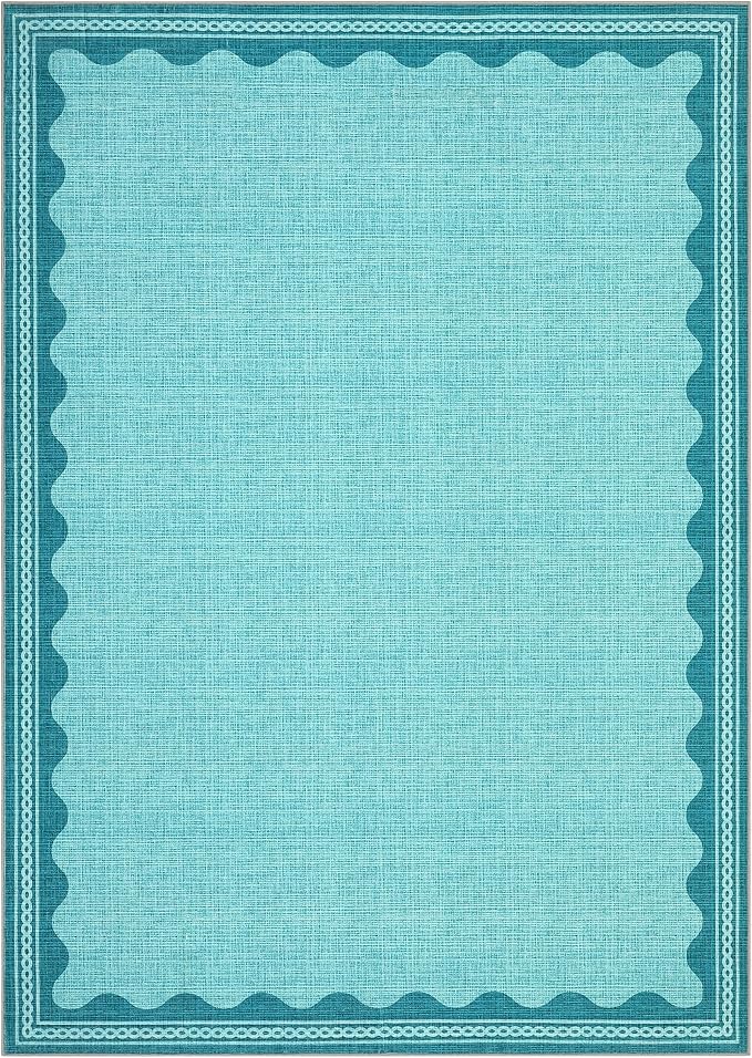 GarveeHome Scalloped Teal Washable Rugs 6x9 Rug - Image 3