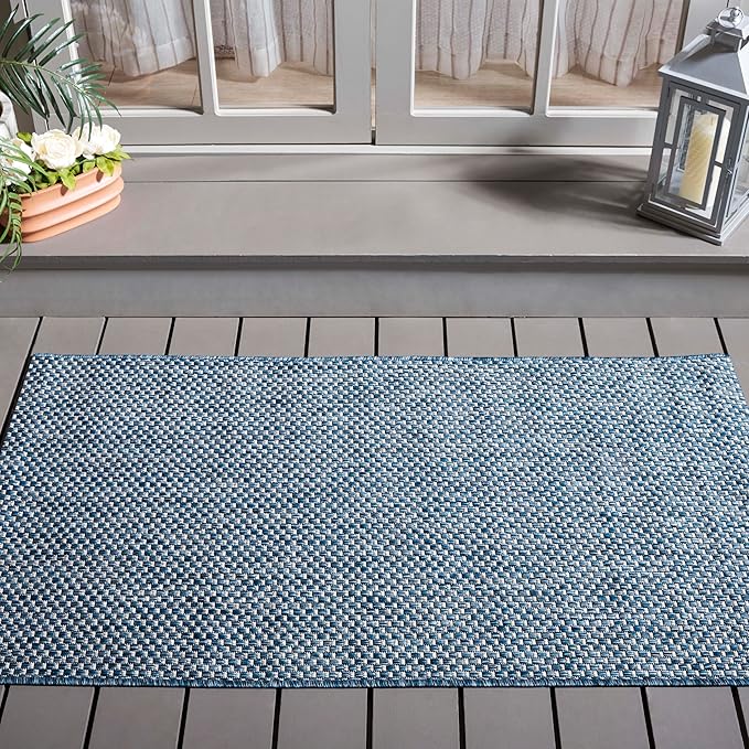 SAFAVIEH Courtyard Collection 2'7' x 5' Navy/Grey CY8521 Indoor/ Outdoor Patio by Unknown