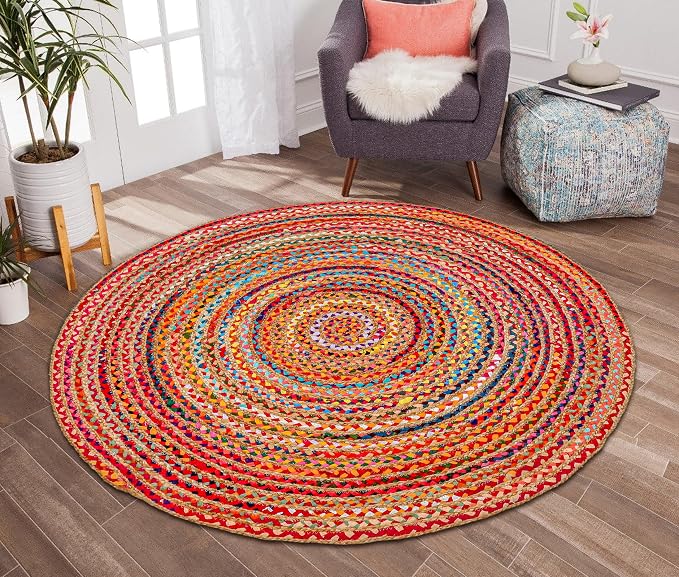 Hausattire Bohemian Braided Rug 5' Round - Image 4