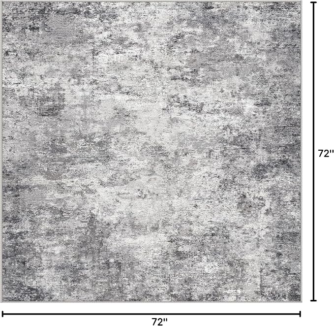 UERMEI Square Area Rugs : Washable 6x6 Neutral Modern Abstract Carpet - Image 2