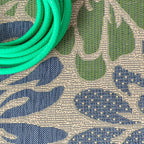 JONATHAN Y Floral Textured Weave Indoor Outdoor Runner Rug 2X14 Navy/Green - Image 3