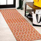 JONATHAN Y Moroccan Geometric Indoor Outdoor Runner Rug 2X8 Orange/Cream by JONATHANY