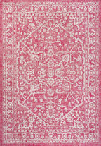 JONATHAN Y Boho Medallion Indoor Outdoor Area Rug 4X6 Fuchsia/Light Gray - Image 8