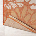 JONATHAN Y Floral Textured Weave Indoor Outdoor Runner Rug 2X10 Orange/Cream - Image 5