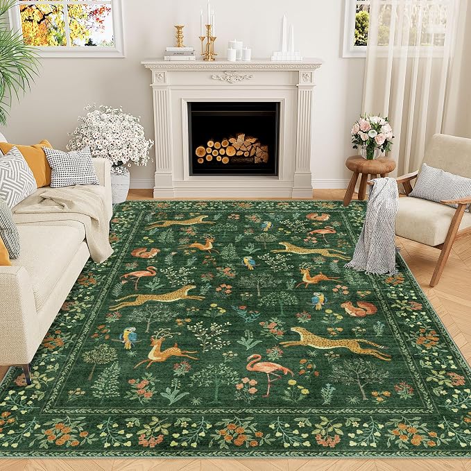 DUKINO 8x10 Rug, Washable Animal Living Room Rug by DUKINO