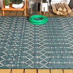 JONATHAN Y Moroccan Geometric Indoor Outdoor Area Rug 8X10 Teal/Gray, Ourika - Image 10