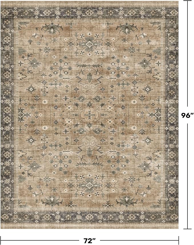Traditional Washable 6x8 Area Rug - Image 2