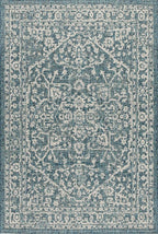 JONATHAN Y Boho Medallion Indoor Outdoor Area Rug 4X6 Teal/Gray, Malta Textured - Image 8