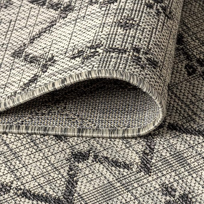 JONATHAN Y Moroccan Geometric Indoor Outdoor Runner Rug 2X8 Light Gray/Black - Image 4