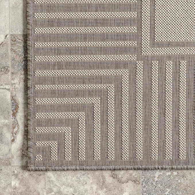 Nuloom Asha Light Grey/Ivory, Striped Border, Soft and Cozy, High Traffic - Image 4