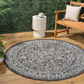 JONATHAN Y Boho Medallion Indoor Outdoor Round Area Rug 5 Ft Black/Gray by JONATHANY