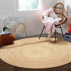 Hausattire Hand Woven Jute Braided Rug, 5’ Round – Natural, Reversible Boho - Image 7
