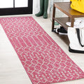 JONATHAN Y Moroccan Geometric Indoor Outdoor Runner Rug 2X8 Fuchsia/Light Gray by JONATHANY