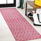 JONATHAN Y Moroccan Geometric Indoor Outdoor Runner Rug 2X10 Fuchsia/Light Gray by JONATHANY