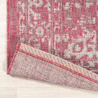JONATHAN Y Boho Medallion Indoor Outdoor Round Area Rug 5 Ft Fuchsia/Light Gray - Image 3