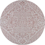 JONATHAN Y Boho Medallion Indoor Outdoor Round Area Rug 9 Ft Red/Taupe - Image 9