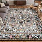 Washable Area Rug 4' x 6' Vintage Traditional Persian Mat by Unknown