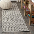 JONATHAN Y Moroccan Geometric Indoor Outdoor Runner Rug 2X8 Light Gray/Black by JONATHANY