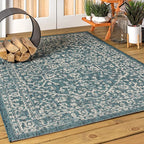 JONATHAN Y Boho Medallion Indoor Outdoor Area Rug 4X6 Teal/Gray, Malta Textured - Image 3