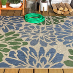 JONATHAN Y Floral Textured Weave Indoor Outdoor Area Rug 3X5 Navy/Green - Image 10