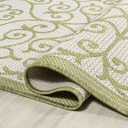 JONATHAN Y Vintage Filigree Indoor Outdoor Round Area Rug 5 Ft Green/Cream - Image 5