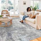 10x10 Square Living Room Rug – Washable Modern Abstract Large Rug - Image 3