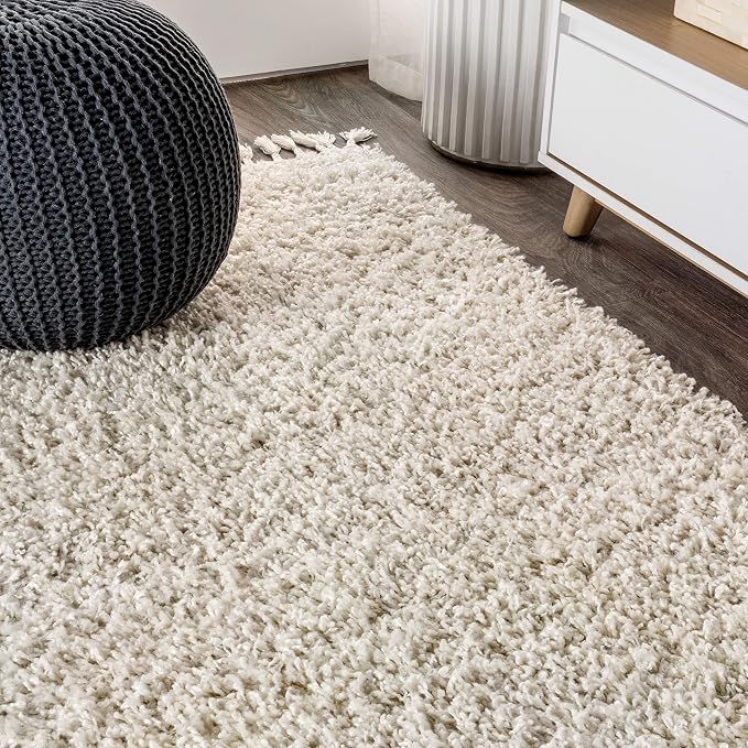 JONATHAN Y Mercer Shag Plush Tassel Cream Indoor Area Rug, Contemporary - Image 7
