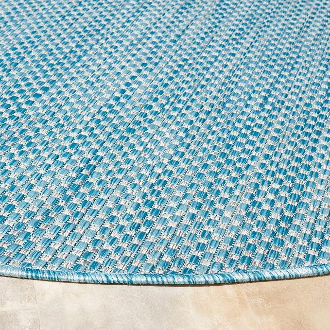 SAFAVIEH Courtyard Collection 6'7'' Round Aqua/Grey CY8521 Indoor/ Outdoor - Image 5