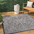 JONATHAN Y Boho Medallion Indoor Outdoor Square Area Rug 6X6 Black/Gray by JONATHANY