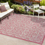 JONATHAN Y Vintage Filigree Indoor Outdoor Area Rug 8X10 Light Gray/Fuchsia - Image 4