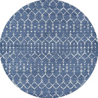 JONATHAN Y Boho Vintage Diamond Blue/White Round Area Rug 5 ft, Moroccan Hype - Image 2