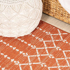 JONATHAN Y Moroccan Geometric Indoor Outdoor Runner Rug 2X10 Orange/Cream - Image 5