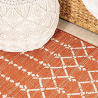 JONATHAN Y Moroccan Geometric Indoor Outdoor Runner Rug 2X8 Orange/Cream - Image 5