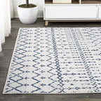 JONATHAN Y Boho Vintage Diamond Cream/Navy Indoor Area Rug 8X10 ft, Moroccan - Image 3