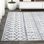 JONATHAN Y Boho Vintage Diamond Cream/Navy Indoor Area Rug 5X8 ft, Moroccan Hype - Image 3