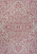 JONATHAN Y Boho Medallion Indoor Outdoor Area Rug 4X6 Light Gray/Fuchsia - Image 8