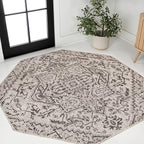 JONATHAN Y Boho Medallion Indoor Outdoor Octagon Area Rug 5 Ft Black/Gray by JONATHANY