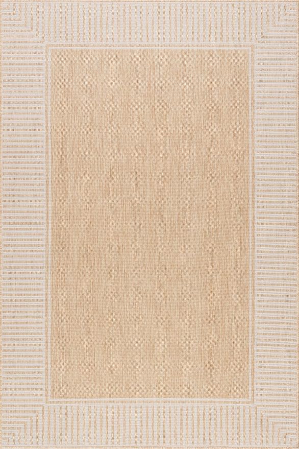 Nuloom Asha Tan/Ivory, Striped Border, Soft and Cozy, High Traffic, Easy Clean - Image 3