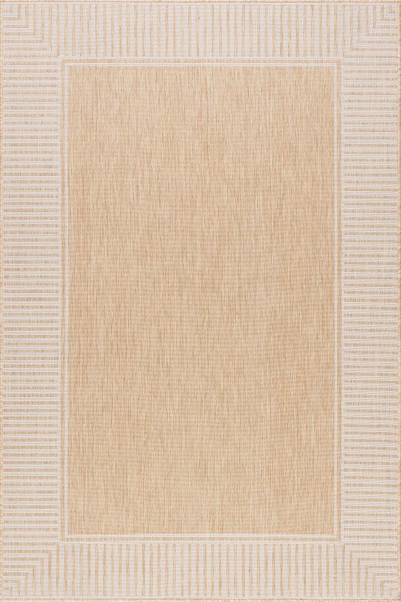 Nuloom Asha Tan/Ivory, Striped Border, Soft and Cozy, High Traffic, Easy Clean - Image 3